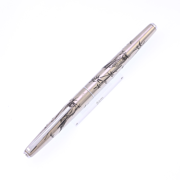 中古)PLATINUM プラチナ 万年筆 ステンレス 竹とキジ 18K-WG/中字