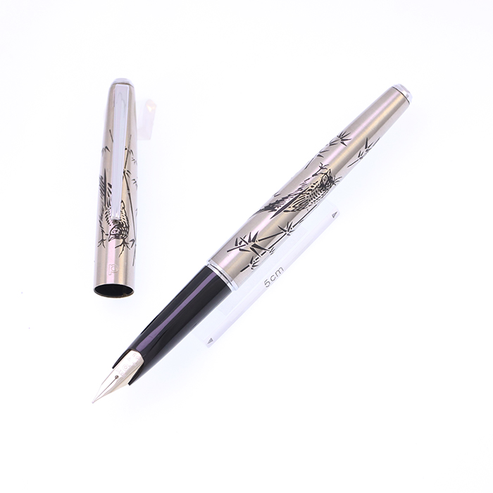 中古)PLATINUM プラチナ 万年筆 ステンレス 竹とキジ 18K-WG/中字
