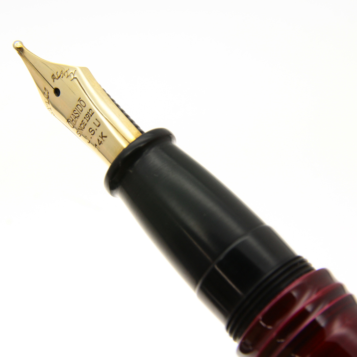 大橋堂 ペン先 14k 万年筆 朱色 国内 大橋堂 万年筆 1点 ペン先14K キャップリングK18 ケース付き ※筆記未確認