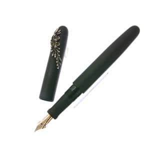 NAKAYA 中屋万年筆 万年筆 ライターモデル ロング 黒ヘアライン 廻り止め 藤 極細字 メイン