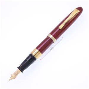万年筆 手作り万年筆 尻細モデル 漆塗りエボナイト 朱 18金無垢リング 中字
