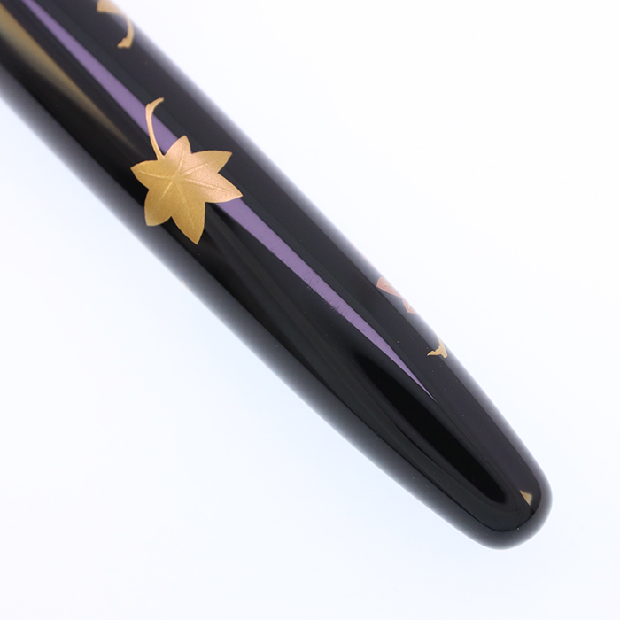 中古)PLATINUM プラチナ 万年筆 #3776 漆 蒔絵 紅葉 中字 (エボナイト