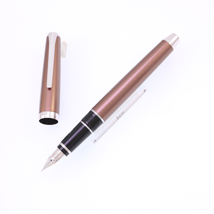 中古)PILOT パイロット 万年筆 エラボー ブラウン 軟極細字 (金属軸