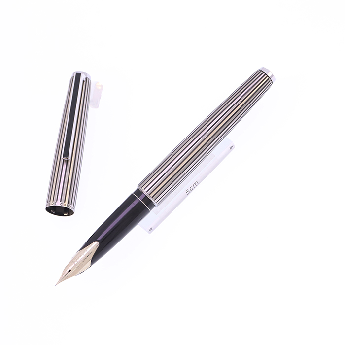中古)PILOT パイロット 万年筆 カスタム ストライプ 18K-WG/細字（商品