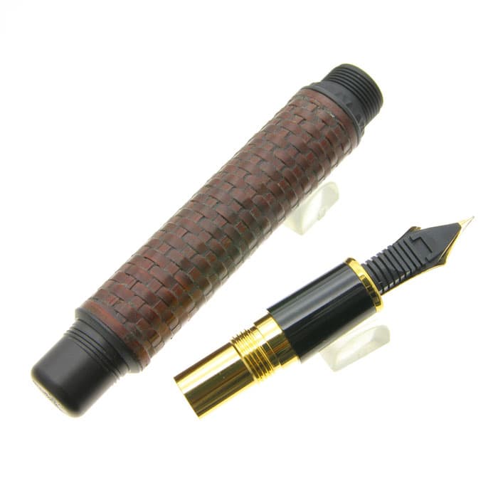 新品)PLATINUM プラチナ 万年筆 出雲 竹編み 茣蓙目 #15 紅樺色