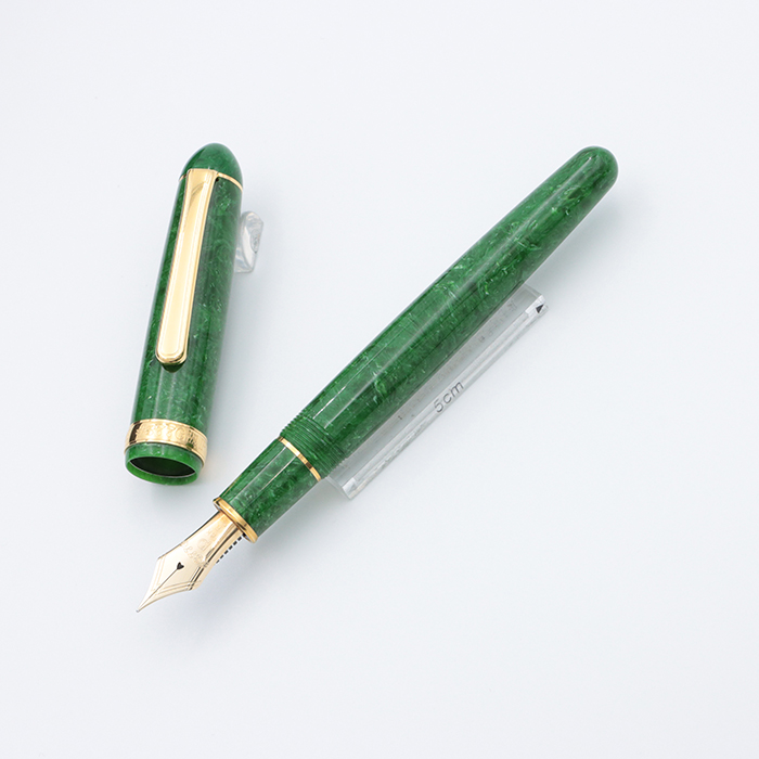 プラチナ #3776 セルロイド万年筆 エメラルド 14k 太字 未使用美