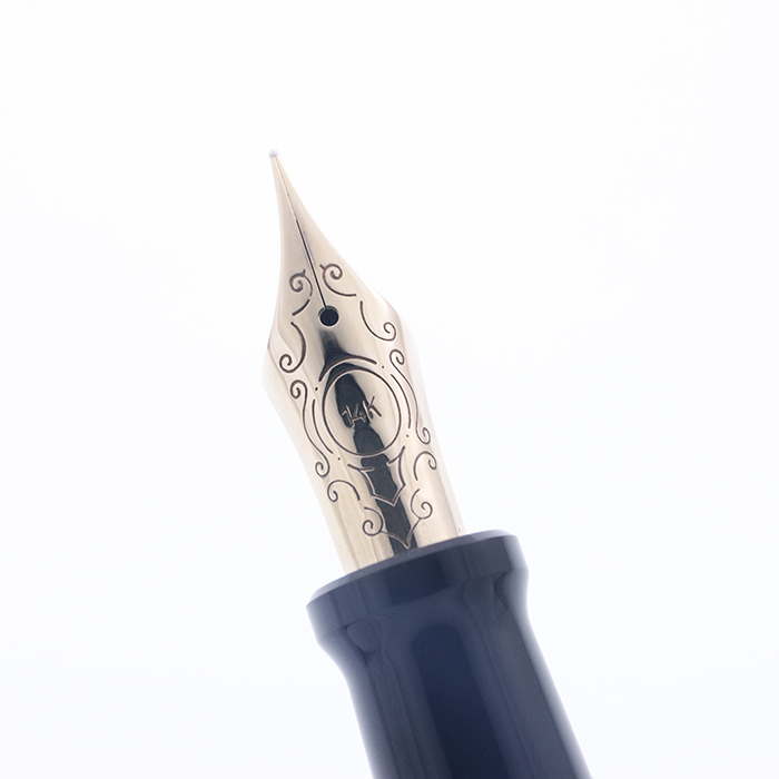 AURORA 黒の万年筆 中古)AURORA アウロラ 万年筆 リミテッドエディション アクア F