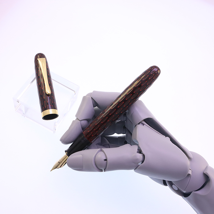 中古)SAKAI EISUKE 酒井栄助 万年筆 手造り万年筆 インキ止め 鎌倉彫り