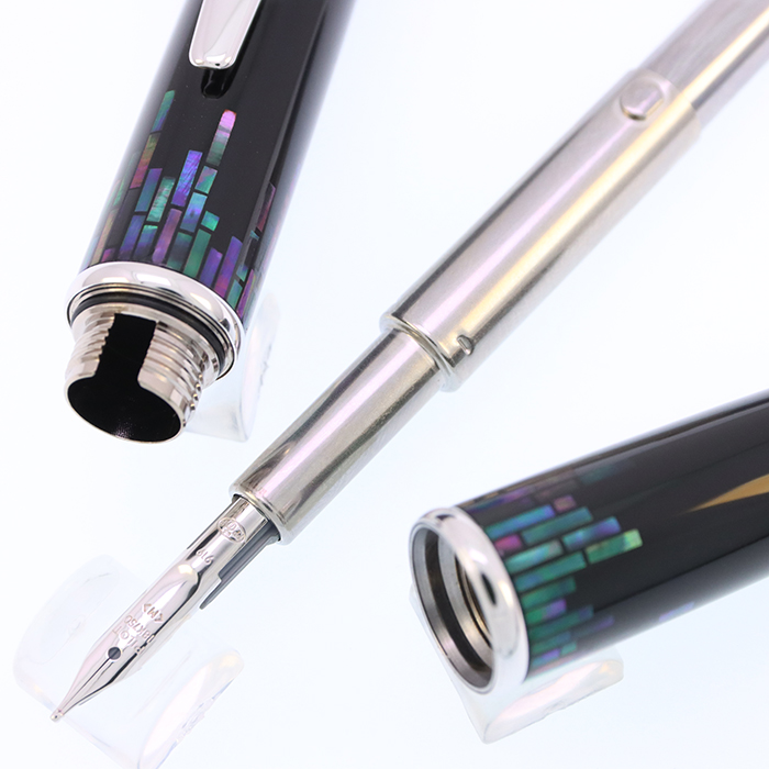 中古)PILOT パイロット 万年筆 キャップレス 螺鈿 ストライプ 中字