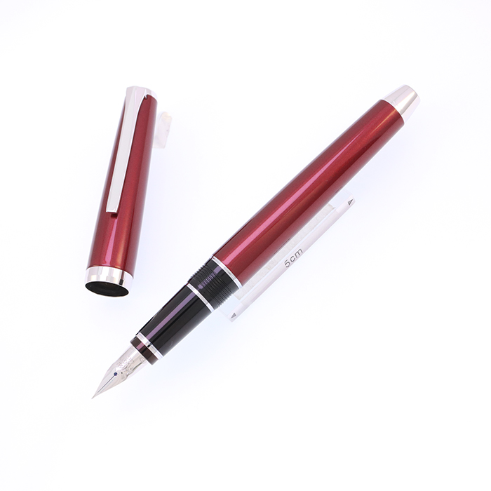 中古)PILOT パイロット 万年筆 エラボー レッド 軟極細字 (金属軸