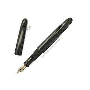 NAKAYA 中屋万年筆 万年筆 シガーモデル ロング 黒呂色 中字 (染め分けペン先/首軸ホワイトゴールド象嵌) メイン