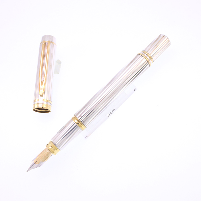 WATERMAN 万年筆 18K 750 レタロン ソリッドシルバー 動作未確認 中古)WATERMAN ウォーターマン 万年筆 ル・マン100 ソリッドシルバー F
