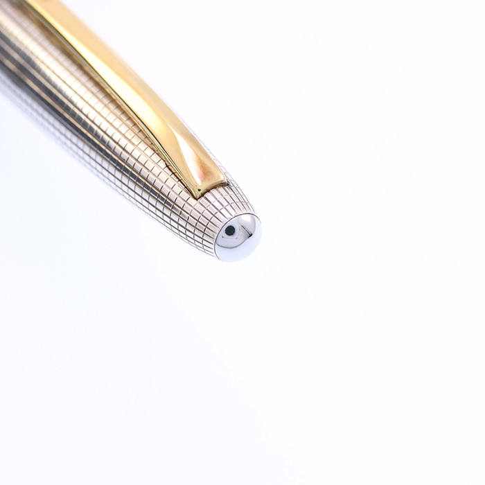 パイロット 万年筆 エリート シルバー格子キャップ 18K 細字 レア U124 パイロット 万年筆 エリート シルバー格子キャップ 18K F 細字