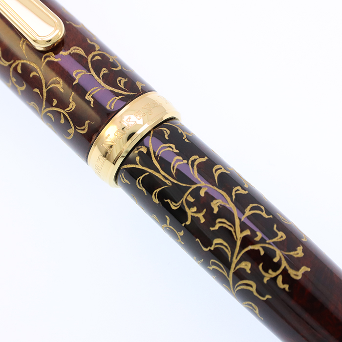 中古)NAKAYA 中屋万年筆 万年筆 ブライヤー 唐草 沈金2 軟中字（商品ID